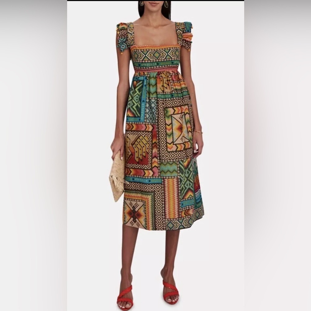 Farm Rio Banana Scarves Midi Dress Size S